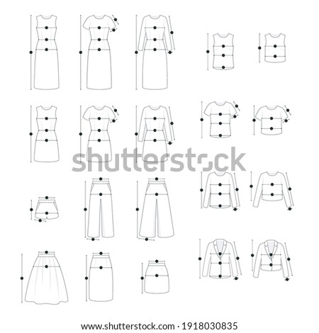 women dress pattern outline doodle vector for guide size