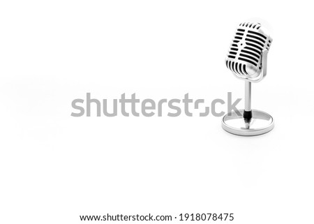 Audio recording with retro microphone, close up