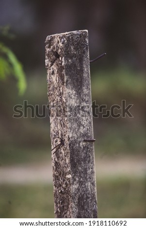 A single old cement column in a deserted place