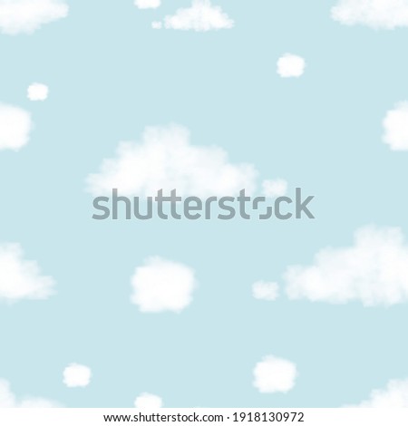 Thought cloud Seamless on blue sky background, Isolated pattern Think bubble, Endless White Blank Speech, Vector illustration 3D fluffy cloud.Vector illustration for kids