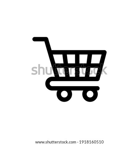Shopping cart simple line icon. Vector object for retail design. Shopping cart pictogram in modern style.