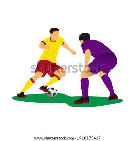 Duel striker and back by the futsal, football, or soccer player vector.