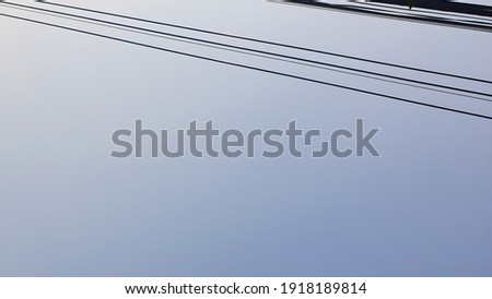Cable, Electric Wire, Power Pole With Blue Sky Background Included Free Copy Space For Product Or Advertise Wording Design