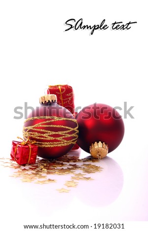 Xmas balls and place for sample text Royalty-Free Stock Photo #19182031