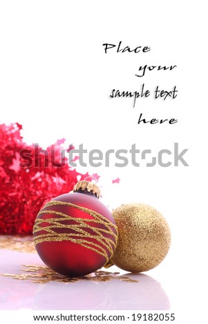 Xmas balls and place for sample text Royalty-Free Stock Photo #19182055