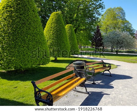 Beautiful square with stylish benches