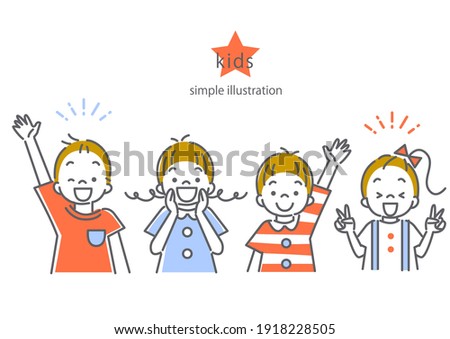 happy kids set, line art illustration Royalty-Free Stock Photo #1918228505