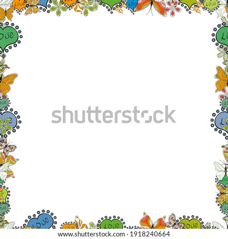 Decoration pattern style. Illustration in green, white and yellow colors. Seamless. Decorative vintage frames and borders. Border design is pattern in doodles art style.