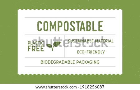 Recycle packaging - vintage label template. Eco, Bio product vintage packaging design. Recycle label, tag, sticker design for packaging. Hipster vintage old label template. Vector illustration Royalty-Free Stock Photo #1918256087