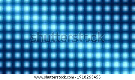 TV texture. Digital display. Led videowall. Blue pixel screen. Electronic diode effect. Lcd monitor with points. Projector grid template with bulbs. Television background. Vector illustration. Royalty-Free Stock Photo #1918263455