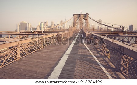 Color toned picture of Brooklyn Bridge, New York City, USA.