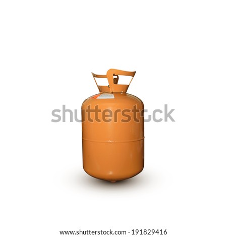 refrigerant old gas tank orange r404 on white background. Royalty-Free Stock Photo #191829416