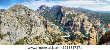 Vadiello reservoir in Guara Natural Park, Huesca province, Spain Royalty-Free Stock Photo #1918317371