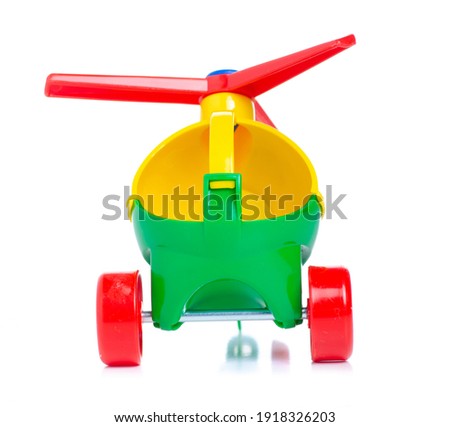 plastic toy helicopter on white background isolation