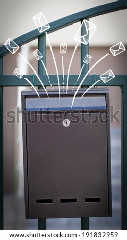 Hand drawn letters and envelopes comming out of a mailbox