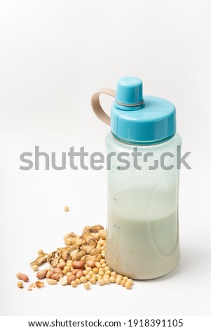 Coarse soybean milk on pure white background