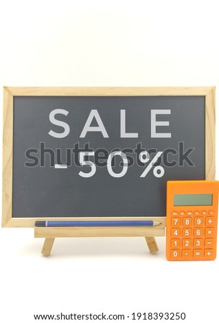 Blackboard with word Sale -50% show the promotion of marketing. 