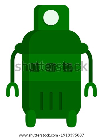 Green one-eyed robot. Fictional character in cartoon style