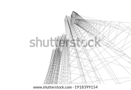 3d view of modern architecture vector illustration