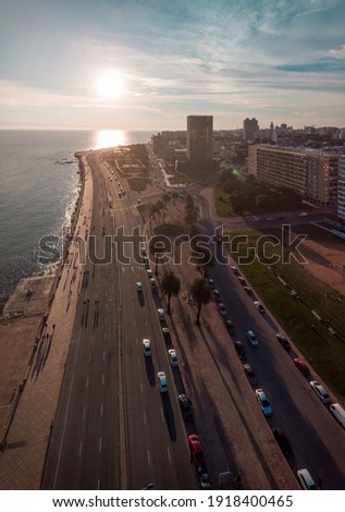 Montevideo seafront blue sunset sunday