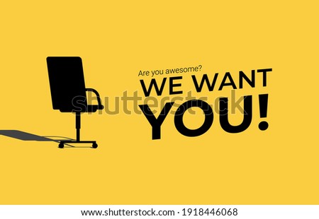 We're hiring concept. Minimal business recruiting announcement with office chair symbol. Royalty-Free Stock Photo #1918446068