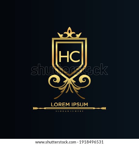 HC Letter Initial with Royal Template.elegant with crown logo vector, Creative Lettering Logo Vector Illustration.