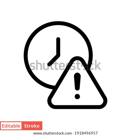 Expiry line icon. Simple outline style for web and app. Alert, alarm, clock circular with exclamation mark concept. Vector illustration isolated on white background. Editable stroke EPS 10 Royalty-Free Stock Photo #1918496957