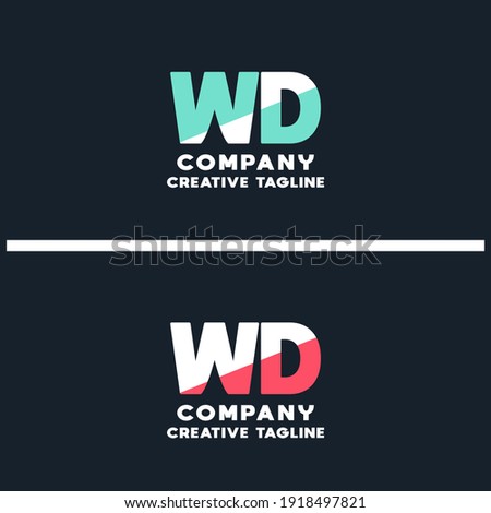 Vector logo of wd and dw initial letter design in red and white style. Can be used as Logo, Brands, Mascot.