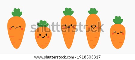 Set of cute cartoon carrots icon isolated on white background vector illustration.  Royalty-Free Stock Photo #1918503317