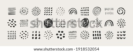 Abstract Graphic Elements in Minimal Trendy Style. Vector Set of Hand Drawn Texture for creating Patterns, Invitations, Posters, Cards, Social Media Posts and Stories Royalty-Free Stock Photo #1918532054
