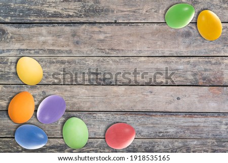 Holiday card with colorful easter eggs and place for your text