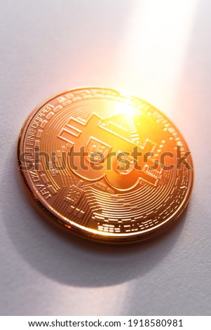 Golden Bitcoin Cryptocurrency. New Virtual money concept.