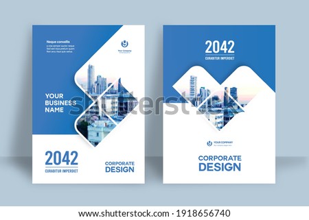 Corporate Book Cover Design Template in A4. Can be adapt to Brochure, Annual Report, Magazine,Poster, Business Presentation, Portfolio, Flyer, Banner, Website. Royalty-Free Stock Photo #1918656740