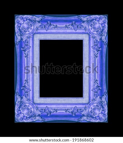 Vintage blue frame with blank space on black background , with clipping path.