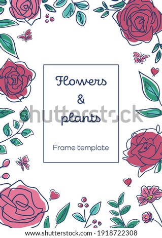 Flowers and plants frame template 