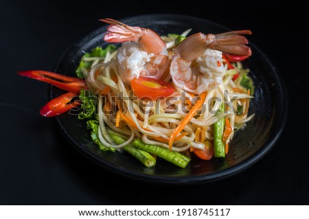 Food picture Papaya Salad with Boiled Shrimp
