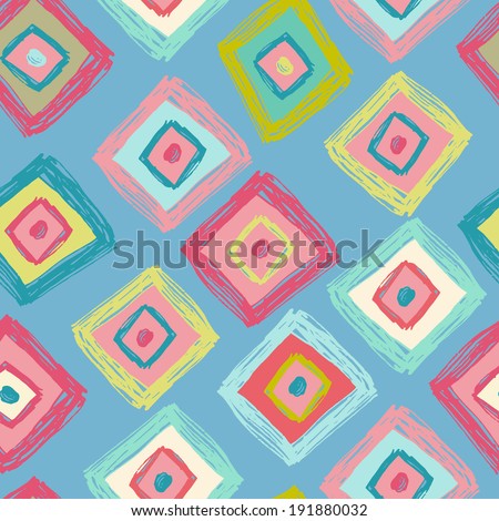 Cheerful geometrical seamless pattern. All objects are conveniently grouped and are easily editable.
