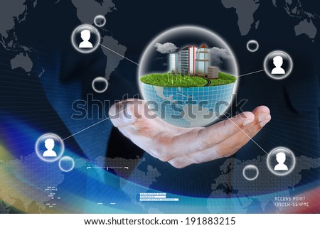 Smart hand showing Ecology concept