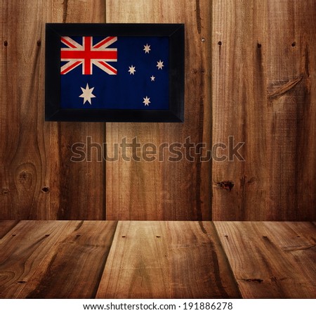 wooden  texture with picture and Australia flag