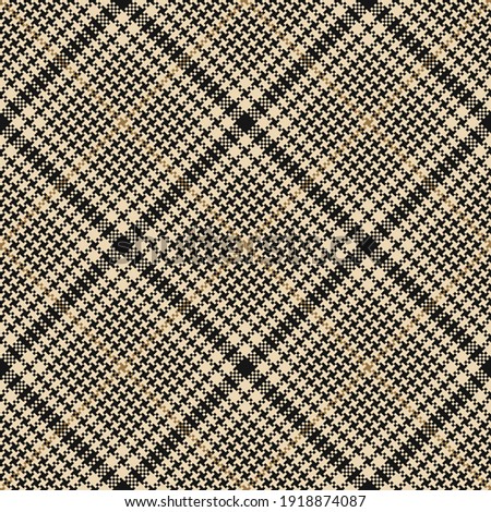 Plaid pattern glen tweed in black, gold, beige. Seamless decorative tartan check plaid graphic art background for skirt, throw, other modern spring autumn everyday casual fashion textile print.