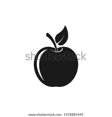 Apple icon, black silhouette of fresh natural fruit. Vector illustration. Royalty-Free Stock Photo #1918885445