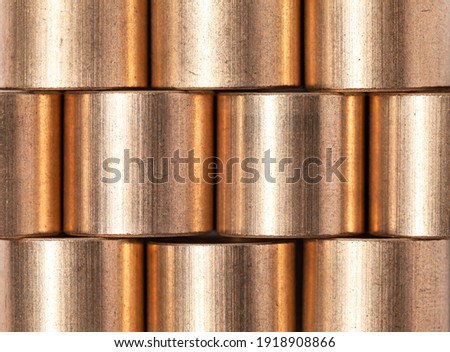 Copper alloy texture. Sleeve bronze bearings macro photo with selective focus