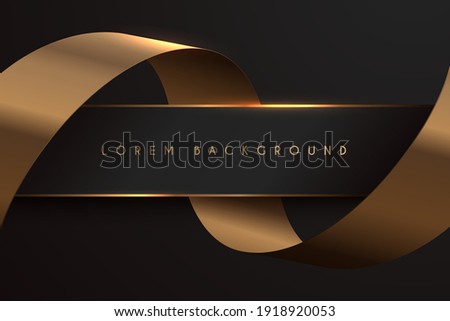 Black stripe with gold ribbon background Royalty-Free Stock Photo #1918920053