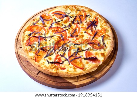 pizza margarita on a white background