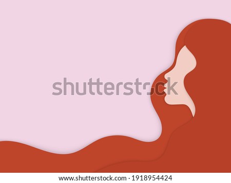 Young girl with long hair. 8 march, International Women's Day design. Vector illustration Royalty-Free Stock Photo #1918954424