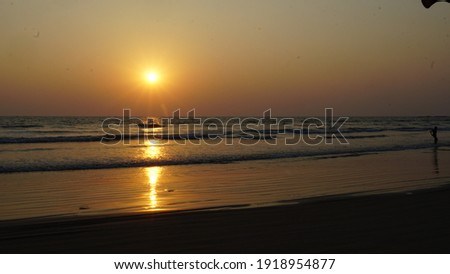beautiful sunset view at Muzhappilangad beach Kannur. The largest drive in beach in India. Famous tourist place in Kerala.