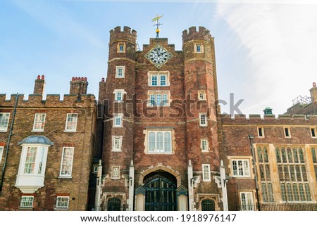 St James's Palace a Tudor castle built in 1536 in London England UK which is a popular travel destination tourist attraction landmark of the city, stock photo image