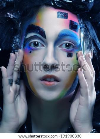 Bright creative Make-up.Beautiful Woman's Face