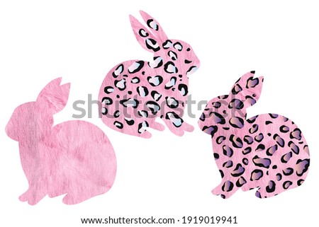 Bright Easter rabbits with modern leopard prints