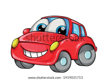 red car mascot cartoon isolated on white bachground